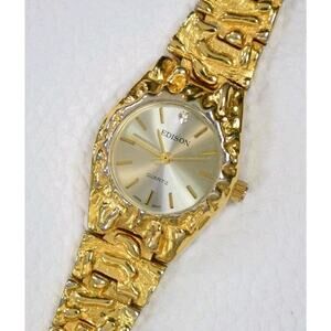 Edison Gold Tone Nugget Quartz Analog Women's Watch